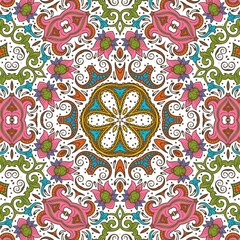Abstract Pattern Floral Blue Pink Orange Green 97