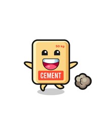 the happy cement sack cartoon with running pose