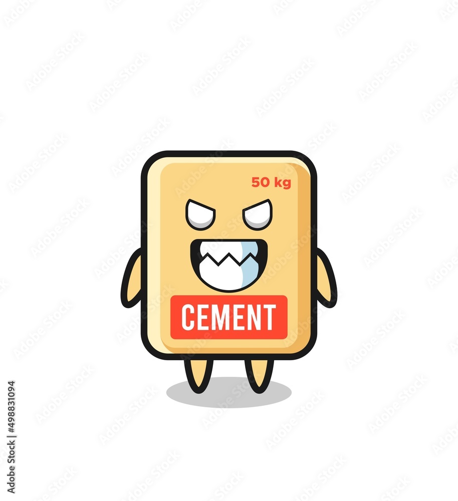 Sticker evil expression of the cement sack cute mascot character