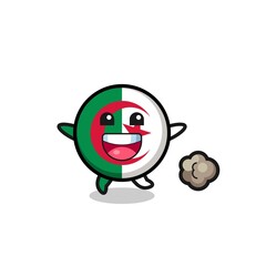 the happy algeria flag cartoon with running pose