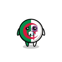 injured algeria flag character with a bruised face