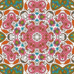 Abstract Pattern Floral Blue Pink Orange Green 63