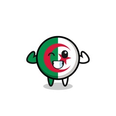 the muscular algeria flag character is posing showing his muscles