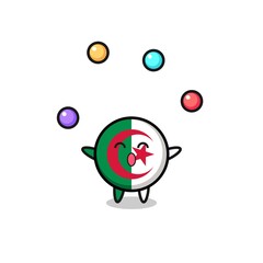the algeria flag circus cartoon juggling a ball