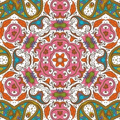 Abstract Pattern Floral Blue Pink Orange Green 62