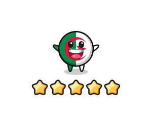 the illustration of customer best rating, algeria flag cute character with 5 stars