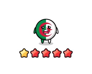 the illustration of customer bad rating, algeria flag cute character with 1 star