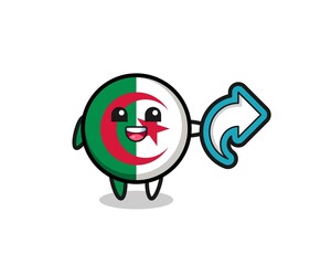 cute algeria flag hold social media share symbol