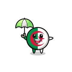 cute algeria flag illustration holding an umbrella