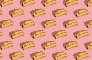 Pattern of bread on yellow pastel background