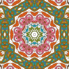 Abstract Pattern Floral Blue Pink Orange Green 37