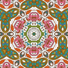 Abstract Pattern Floral Blue Pink Orange Green 36