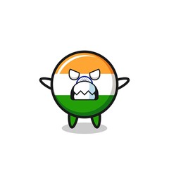 wrathful expression of the india flag mascot character