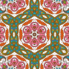 Abstract Pattern Floral Blue Pink Orange Green 21