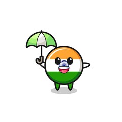 cute india flag illustration holding an umbrella