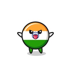 naughty india flag character in mocking pose