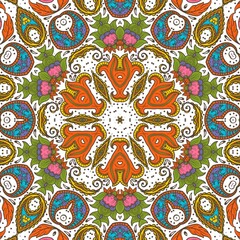 Abstract Pattern Floral Blue Pink Orange Green 11