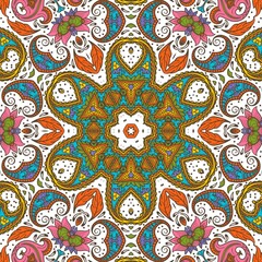 Abstract Pattern Floral Blue Pink Orange Green 9