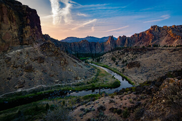 Sunset over canyon at Smith Rock