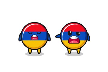 illustration of the argue between two cute armenia flag characters