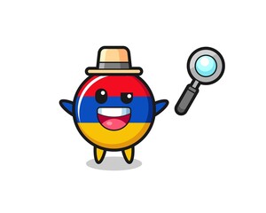 illustration of the armenia flag mascot as a detective who manages to solve a case