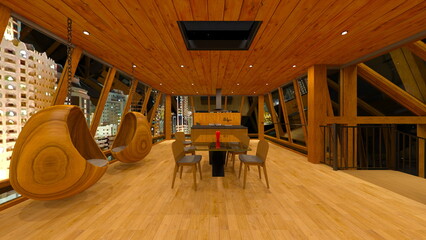 ガラス張りのペントハウス