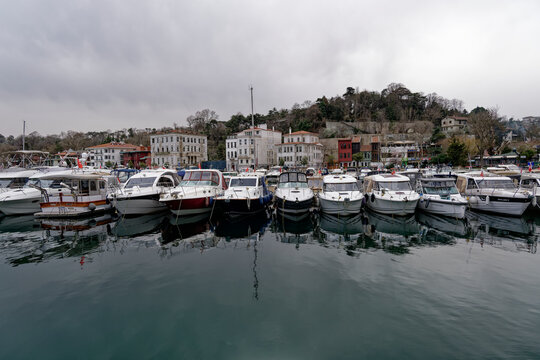 Istanbul city Tarabya coast yacht marina view