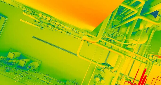 Multispectral survey of equipment room spaces of building to detect energy loss and illumination
