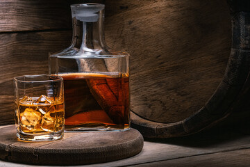 Bourbon whiskey is strong alcoholic beverage prepared by Irish monk. Grain whiskey from Scotland in...