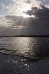 Sunset over the Volga river. Samara, Russia.