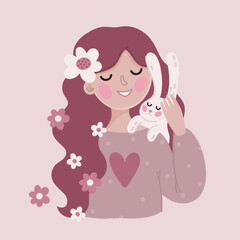 Girl and bunny pink