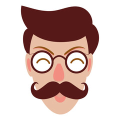 Isolated male hipster cartoon character with glasses Vector
