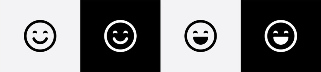 Fototapeta Happy smiley face or emoticon line art icon for apps and websites obraz