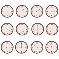 掛け時計のアイコンのセット