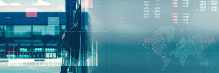 Gas station with fuel dispensers on technological background. Graph of rising prices for gasoline and fuel.
