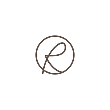letter R logo simple lines circle illustration design template vector