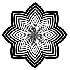 Spiral star design abstract pattern, vector includes pattern swatch that seamlessly fills any shape, black and white mandala, concept for hypnosis, unconscious, stress, eye strain, optical illusion