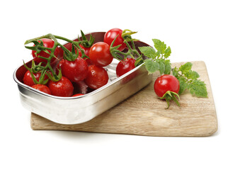 cherry tomatoes on white background 