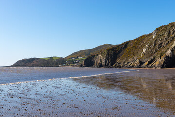 Cliff walls on the beach.