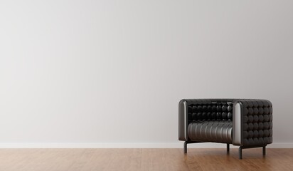 Empty wall for copy space in modern interior living room, minimal style. 3D rener illustration.