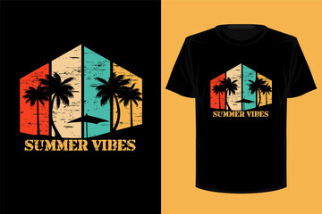 Summer vibes retro vintage t shirt design