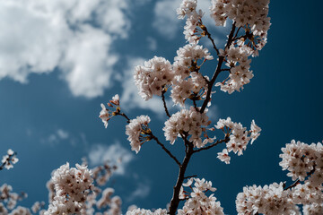 Sakura cherry blossom in Japan and blue sky