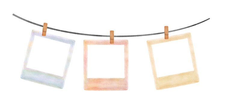 Watercolor hand drawn rope with empty frames