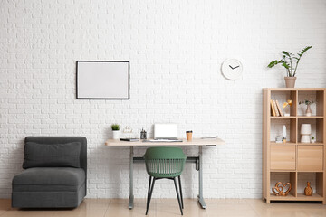 Interior of modern room with workplace