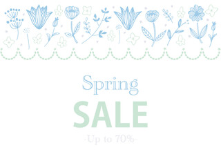 青と緑の北欧春のセールフレーム