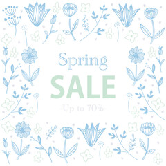 青と緑の北欧春のセールフレーム