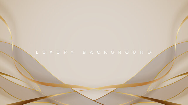 abstract luxury golden lines background with wave elements. Realistic premium 3d modern concept. vector illustration 