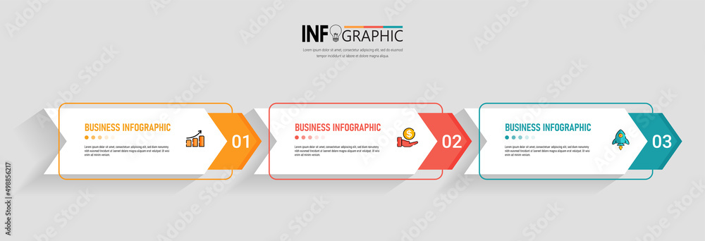 Poster 3 steps presentation business infographic template vector.