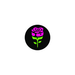 Rose Flower Icon in a Circular Design for Elegant Branding