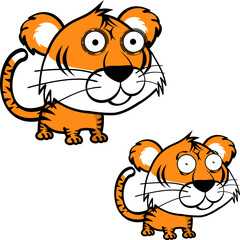 little chibi tiger cartoon expression pack in vector format